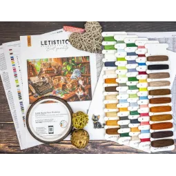 Cross stitch kit "Playful Paws Workshop" 45 × 32 cm SLETIL9992