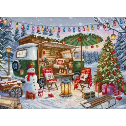 Kit de point de croix "Remorque de Noël" 42x30 cm SLETIL9990