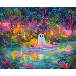 Cross stitch kit "Glow Ghost Cove" 36x29 cm SLETIL9989