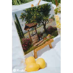 Kit point de croix "Sous le citronnier" 39.5x30 SK304