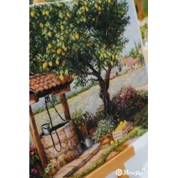 Kit point de croix "Sous le citronnier" 39.5x30 SK304
