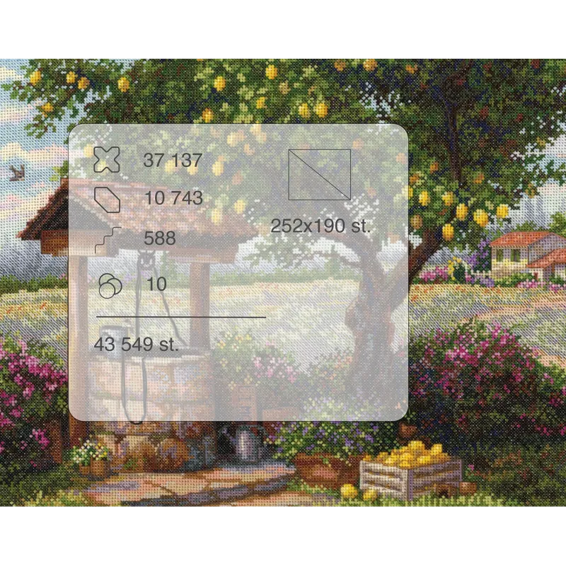 Kit point de croix "Sous le citronnier" 39.5x30 SK304