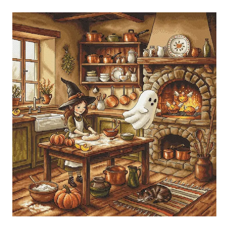 Siuvinėjimo kryželiu rinkinys "Rudens magija virtuvėje" 31.75 × 31.75 cm AVA-P105