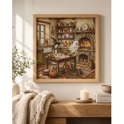 Siuvinėjimo kryželiu rinkinys "Rudens magija virtuvėje" 31.75 × 31.75 cm AVA-P105