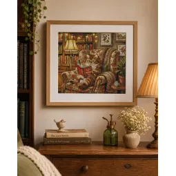 Siuvinėjimo kryželiu rinkinys "Skaitymo kampelis" 31.59 × 28.42 cm AVA-P111