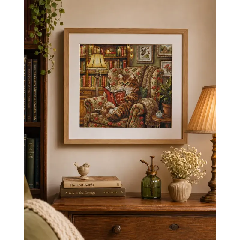Siuvinėjimo kryželiu rinkinys "Skaitymo kampelis" 31.59 × 28.42 cm AVA-P111