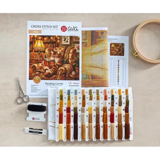 Cross stitch kit  "Reading Corner" 31.59 × 28.42 cm AVA-P111