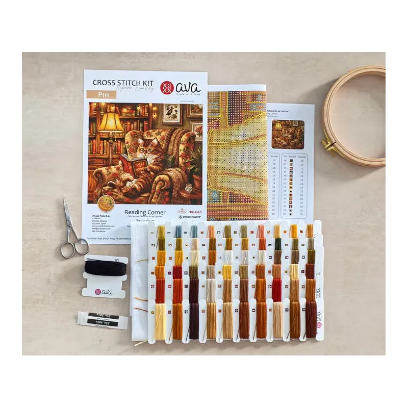 Kit point de croix "Coin lecture" 31,59 × 28,42 cm AVA-P111