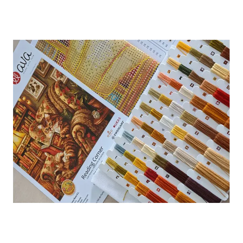 Kit point de croix "Coin lecture" 31,59 × 28,42 cm AVA-P111