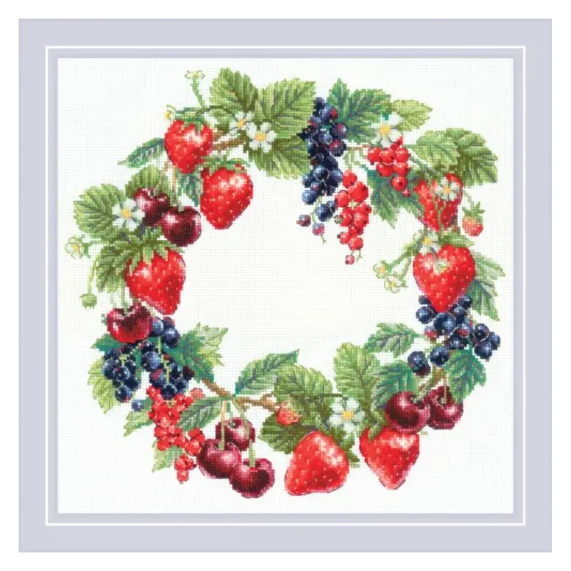 Kit de point de croix "Couronne de baies" 30x30 cm SR2323