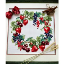 Kreuzstich-Set "Kranz mit Beeren" 30x30 cm SR2323