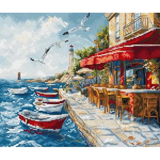 Siuvinėjimo kryželiu rinkinys "Uostas vėjas" 24x20 cm SLETIL9986