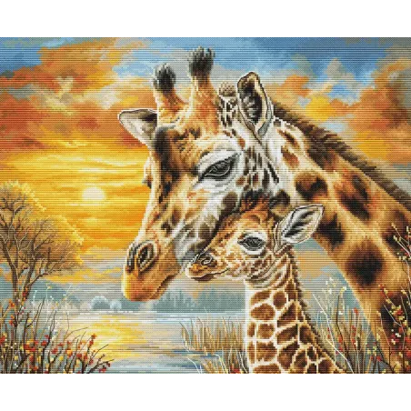 Cross Stitch Kit "Giraffe Cuddle" 35 x 29 cm SBU5109