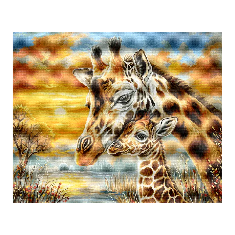 Cross Stitch Kit "Giraffe Cuddle" 35 x 29 cm SBU5109