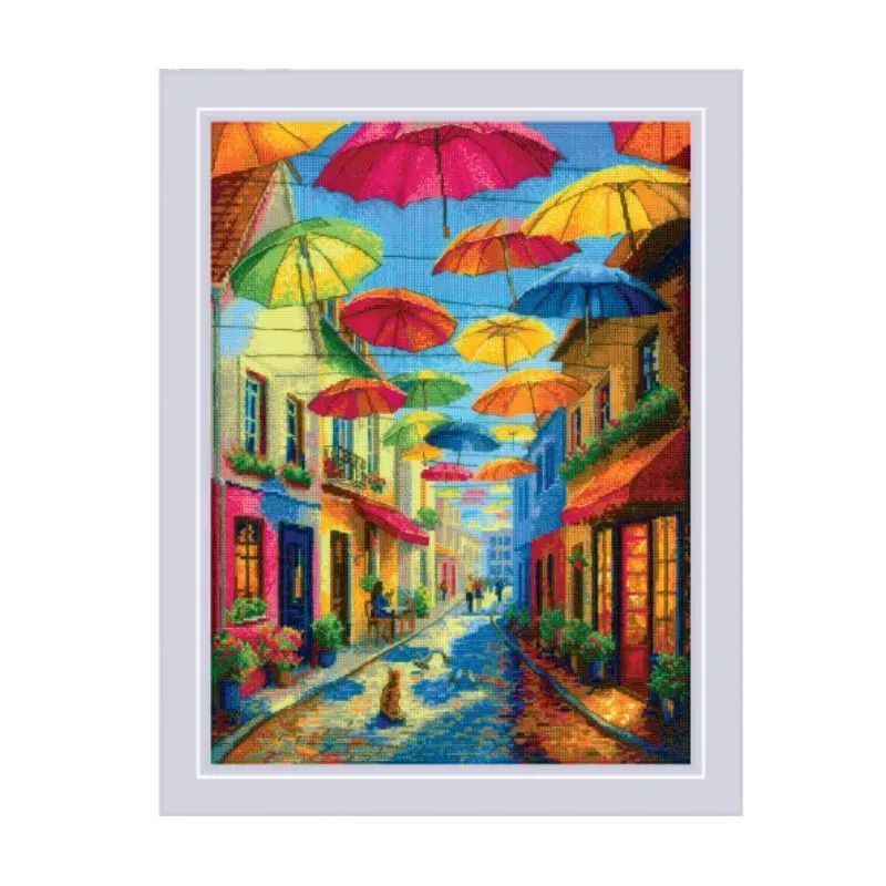 Cross stitch kit "Colorful Umbrellas" 30x40 cm SR2335