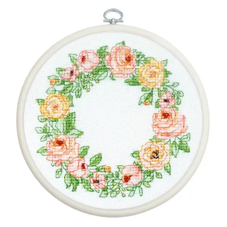 Cross Stitch Kit with Hoop Included "The Elegance of Roses" 11 x 11 cm SBC111
