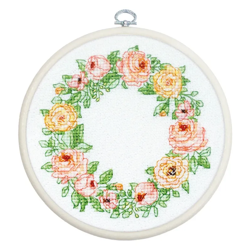 Cross Stitch Kit with Hoop Included "The Elegance of Roses" 11 x 11 cm SBC111