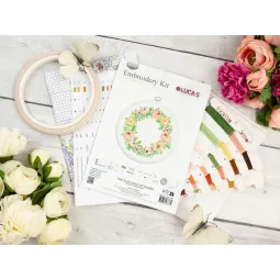 Cross Stitch Kit with Hoop Included "The Elegance of Roses" 11 x 11 cm SBC111