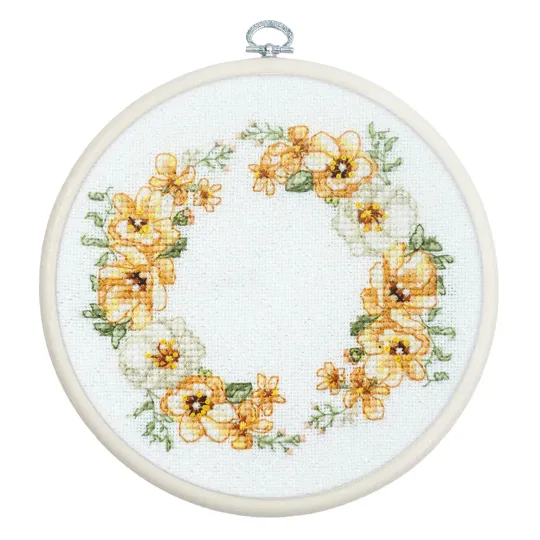 Cross Stitch Kit with Hoop Included "Floral Rhythm" 11 x 10 cm SBC110