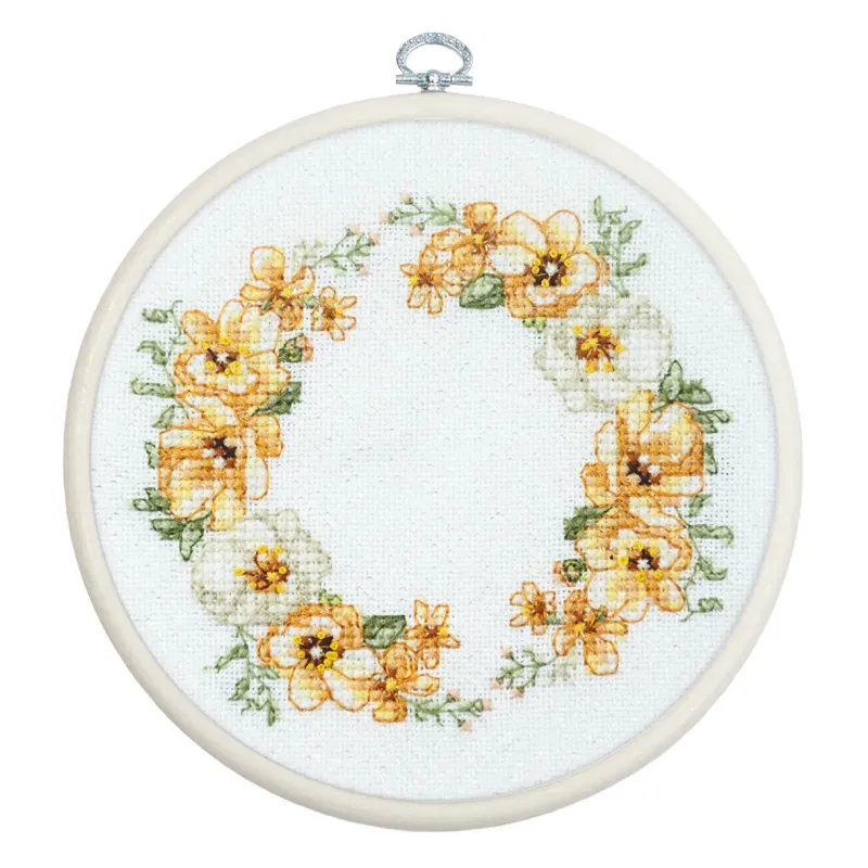 Kit de point de croix avec cercle inclus "Rythme Floral" 11 x 10 cm SBC110