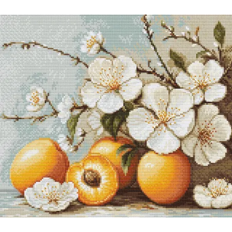 Kit de point de croix "Fleur d'abricotier" 25,5 x 22 cm SB7062