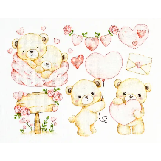 Kryželiu siuvinėjimo rinkinys „Little Hearts Collection“ 26 x 20 cm SB1446