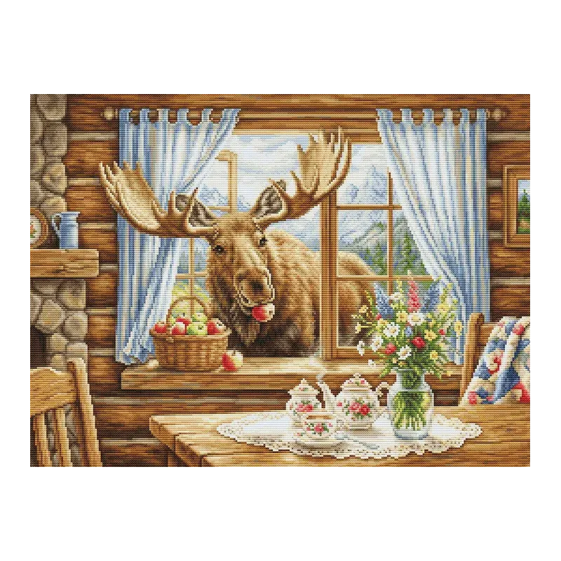 Siuvinėjimo Kryželiu Rinkinys "Netikėtas Namelio Svečias" 27x20 cm SG731