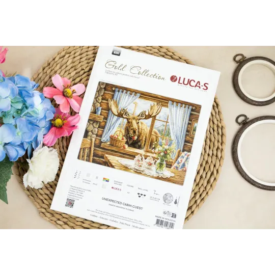 Kit de point de croix "Invité inattendu à la cabane" 27x20 cm SG731