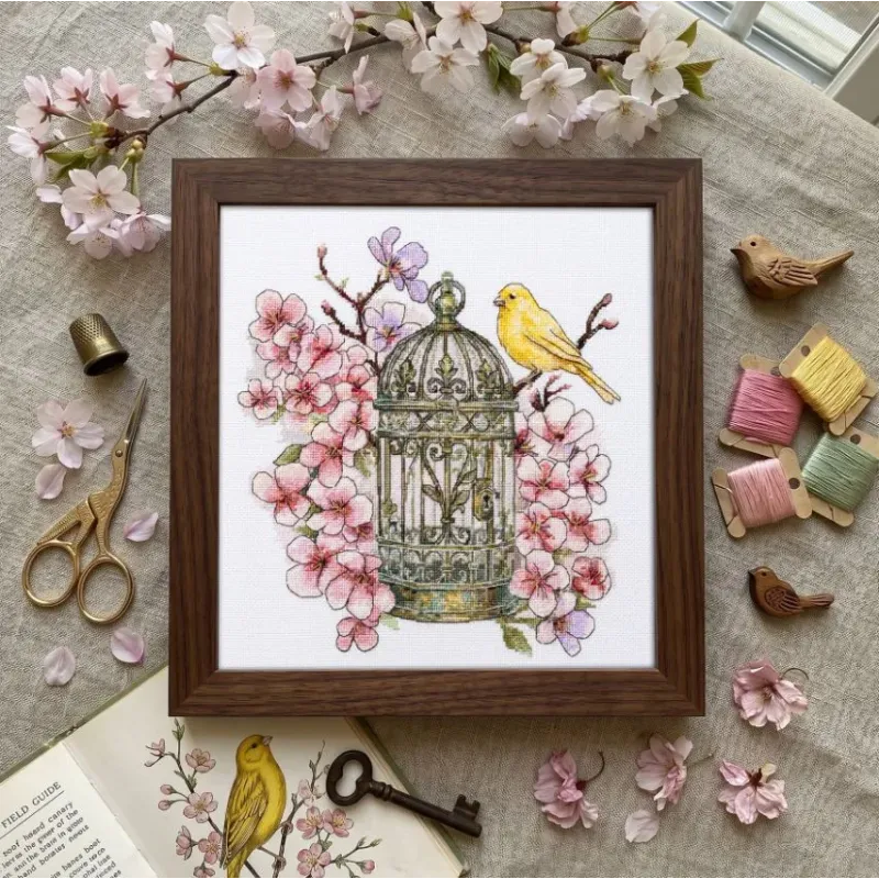 Kreuzstich-Set "Kanarienvogel-Gesang" 22 x 24 cm AAH-331