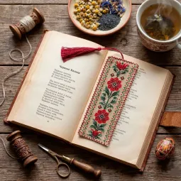 Kreuzstich-Set Lesezeichen "Florale Talisman" 6,5 x 18 cm AAHK-002