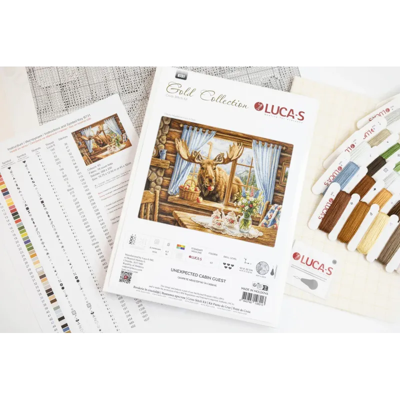 Kit de point de croix "Invité imprévu à la cabane" 43x32 cm SB731