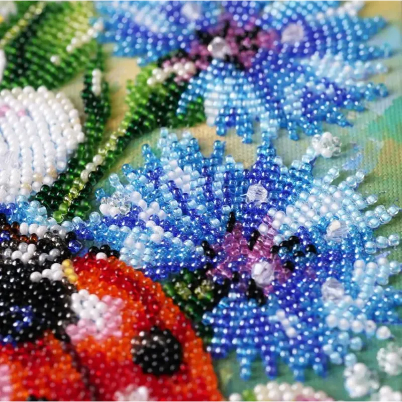 Kit de broderie de perles principales "Parmi les bleuets" 16 x 24 cm AAB-984