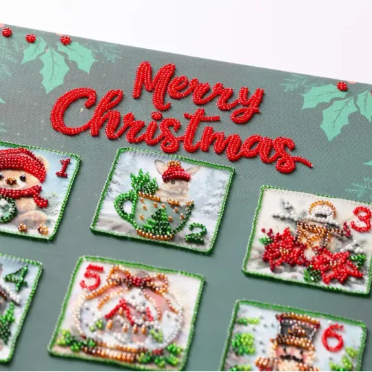 Haupt-Perlenstickerei-Set "Weihnachts-Adventskalender" 30 x 85 cm AAB-978