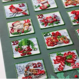 Kit de broderie perles "Calendrier de l'Avent de Noël" 30 x 85 cm AAB-978