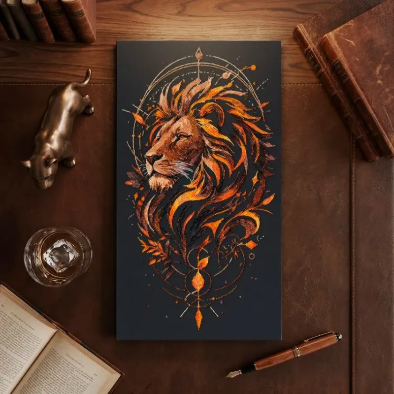 Main Bead Embroidery Kit "The King of Beasts" 30 x 54 cm AAB-983