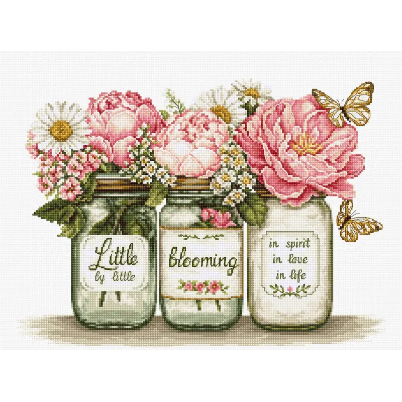 Cross Stitch Kit "Little by Little Blooming" 27x20 cm SBA7065