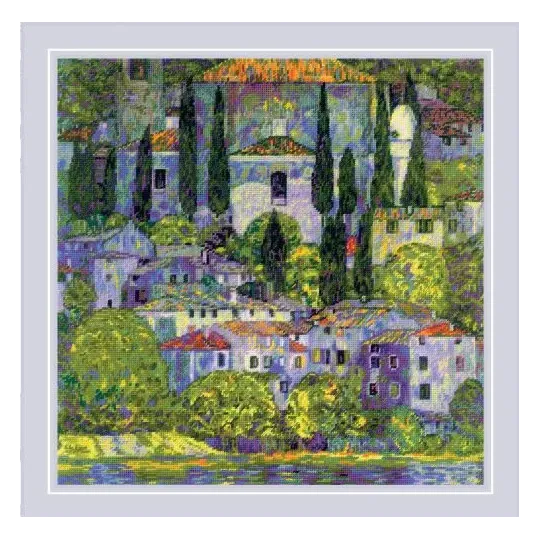 Kreuzstich-Set "Landschaft mit Zypressen nach G. Klimts Gemälde" 40x40 cm SR2338