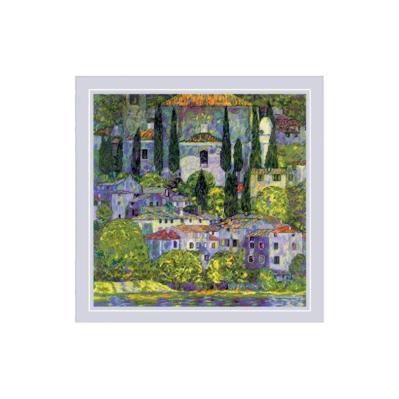 Siuvinėjimo rinkinys "Peizažas su kiparisais pagal G. Klimto paveikslą" 40x40 cm SR2338