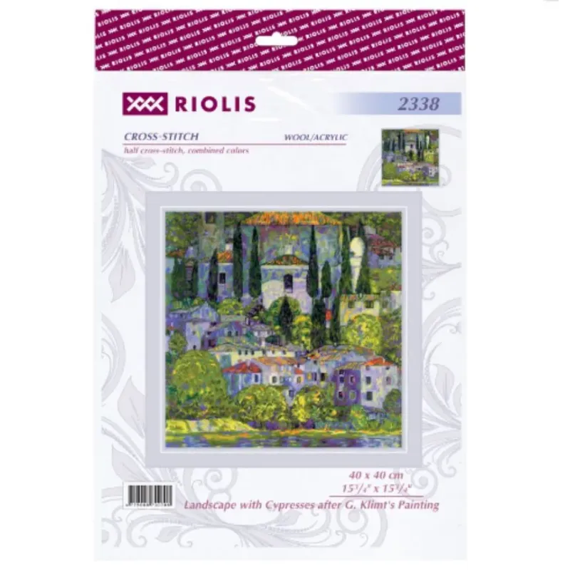 Kit de point de croix "Paysage aux cyprès d'après le tableau de G. Klimt" 40x40 cm SR2338