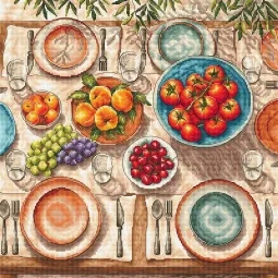 Kit point de croix "Table méditerranéenne" 31,75 × 31,75 cm AVA-P139
