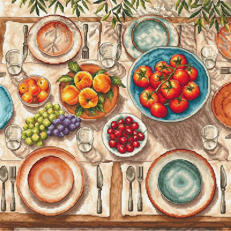 Kit point de croix "Table méditerranéenne" 31,75 × 31,75 cm AVA-P139