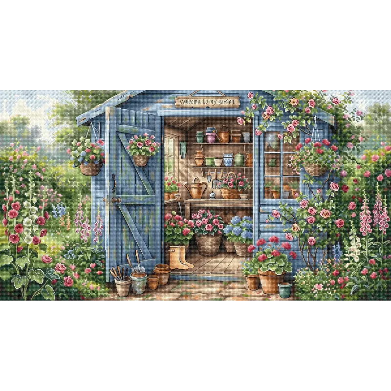 Kit point de croix "Jardin en fleur" 47,63 × 25,72 cm AVA-P132