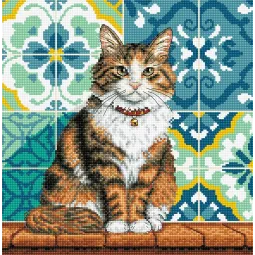 Kit de point de croix "Chat dans la cour" 23,18 × 23,50 cm AVA-P080