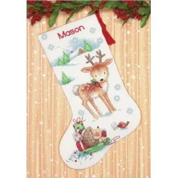 Cross stitch kit "Reindeer & Hedgehog Stocking" 40 cm D70-08978