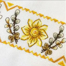 (Abandonné) Kit de point de croix "Rushnyk «Oeuf de Pâques Fleuri»" 95x33 cm AAHE-005