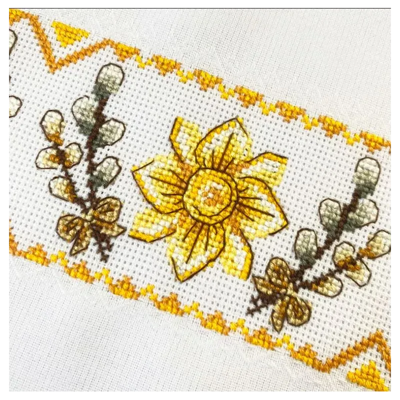 (Abandonné) Kit de point de croix "Rushnyk «Oeuf de Pâques Fleuri»" 95x33 cm AAHE-005