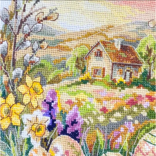 (Abgesetzt) Kreuzstich-Set „Ruschnik „Blühendes Osterei““ 95x33 cm AAHE-005
