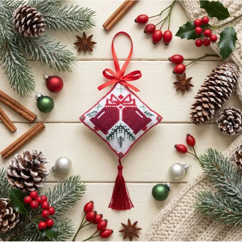 Kits de point de croix décoration tridimensionnelle "Cloches de fête" AAHT-004