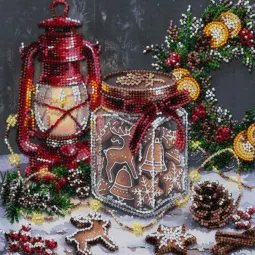 Mid-sized bead embroidery kit "Cookies for Santa" 20 х 20 cm AAMB-148