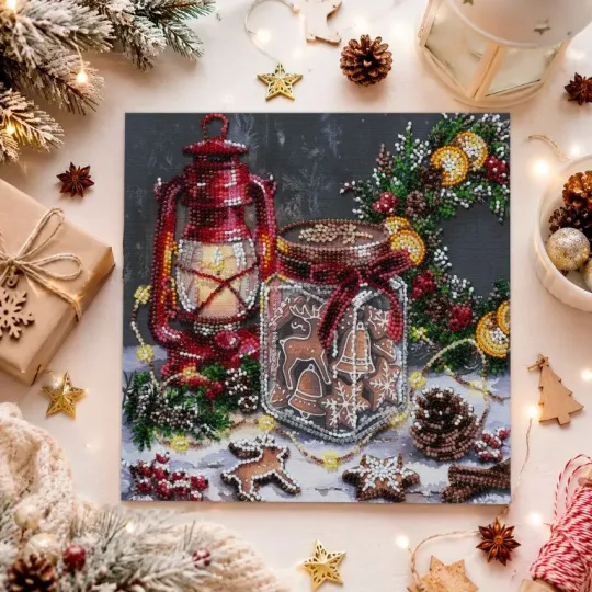 Mid-sized bead embroidery kit "Cookies for Santa" 20 х 20 cm AAMB-148